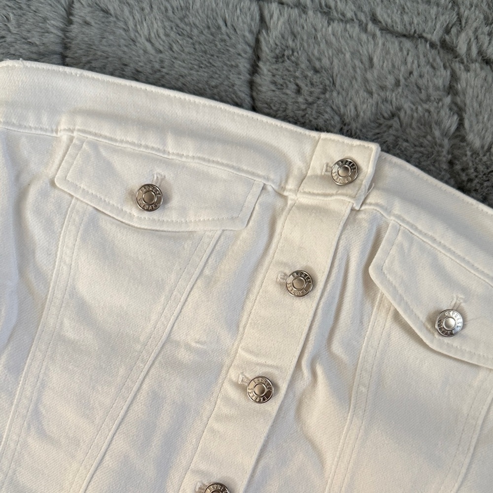 Express White Button-Up Denim Bustier - Picture 4 of 5